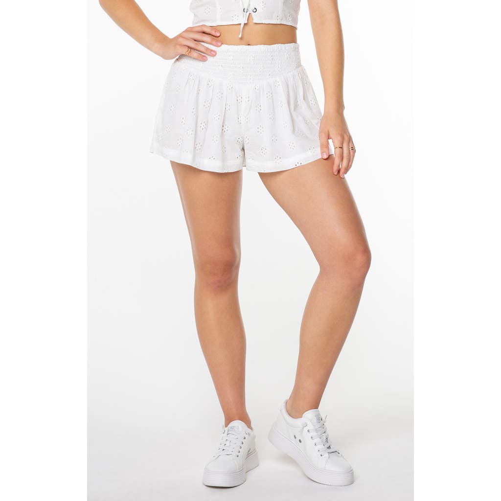 Roxy Sea Siren Open Stitch Cotton Shorts In White