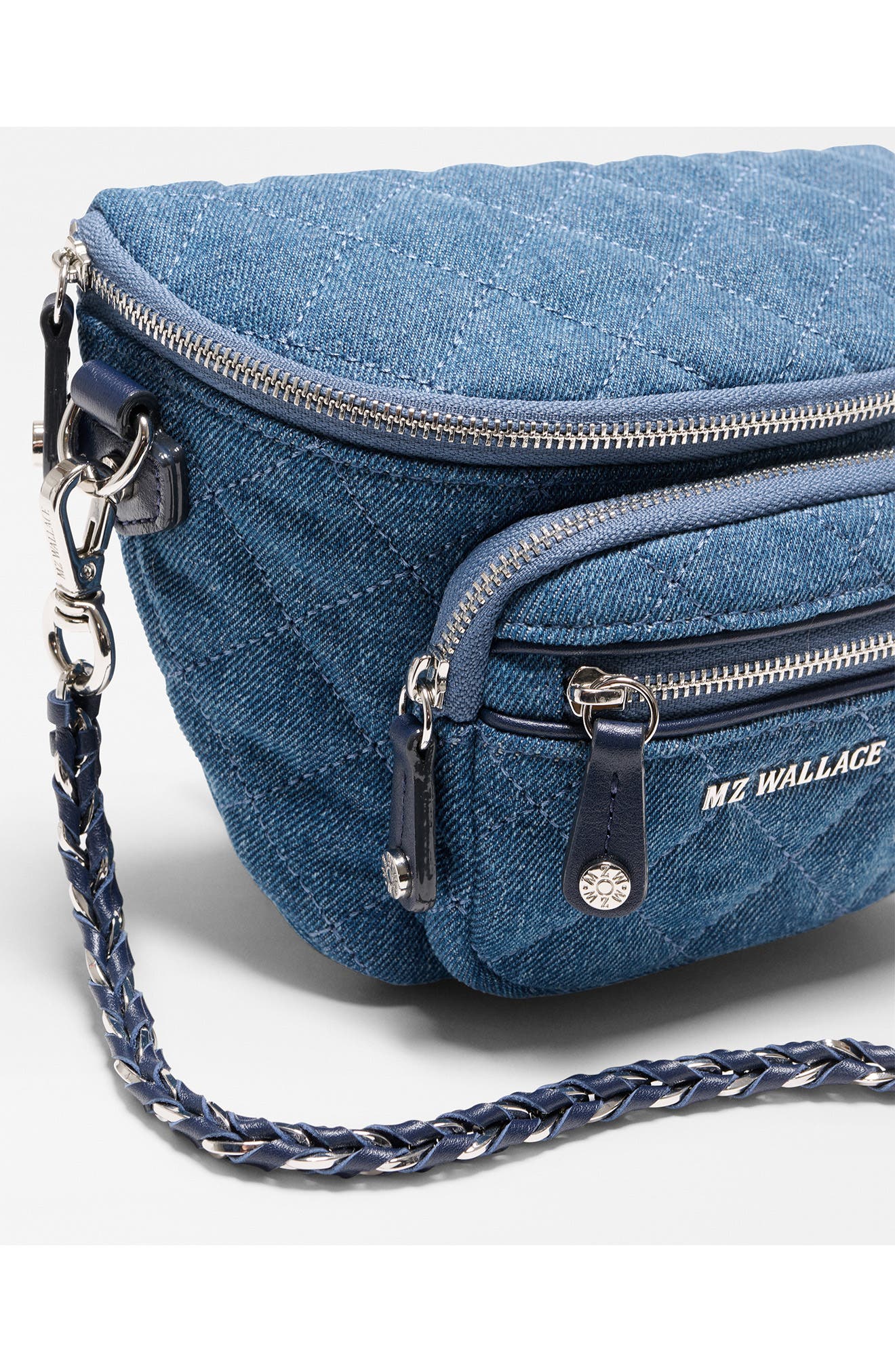 MZ Wallace Micro Crosby Diamond Quilted Nylon Sling Bag, Alternate, color, True Denim