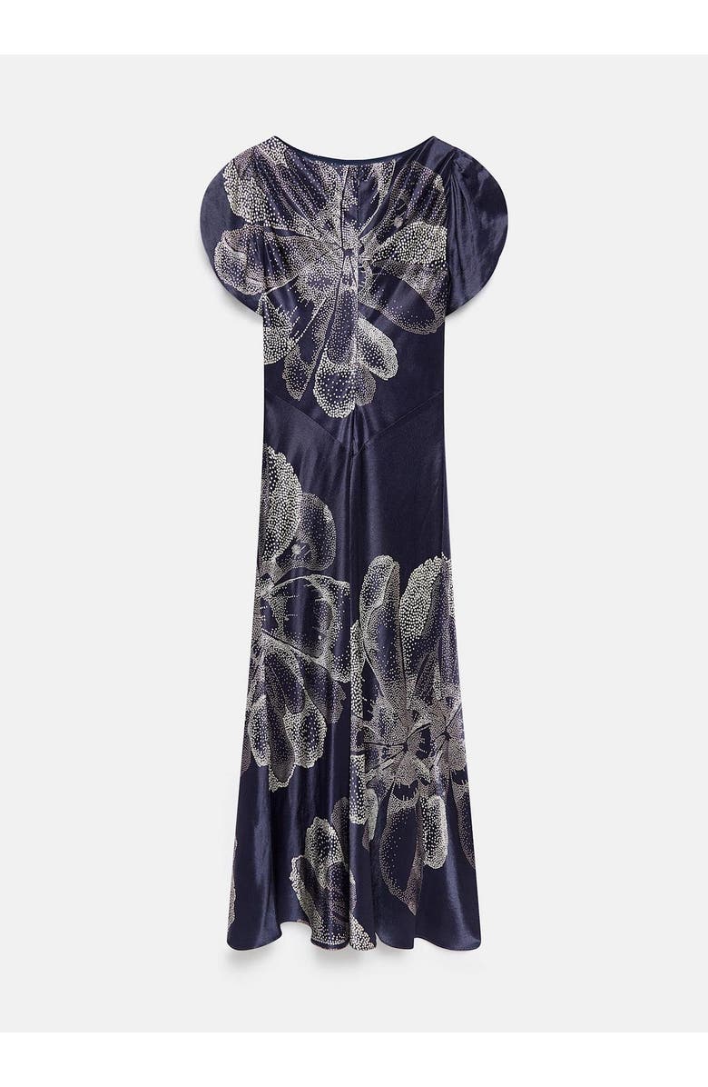 MINT VELVET Floral Print Satin Midi Dress, Alternate, color, Navy