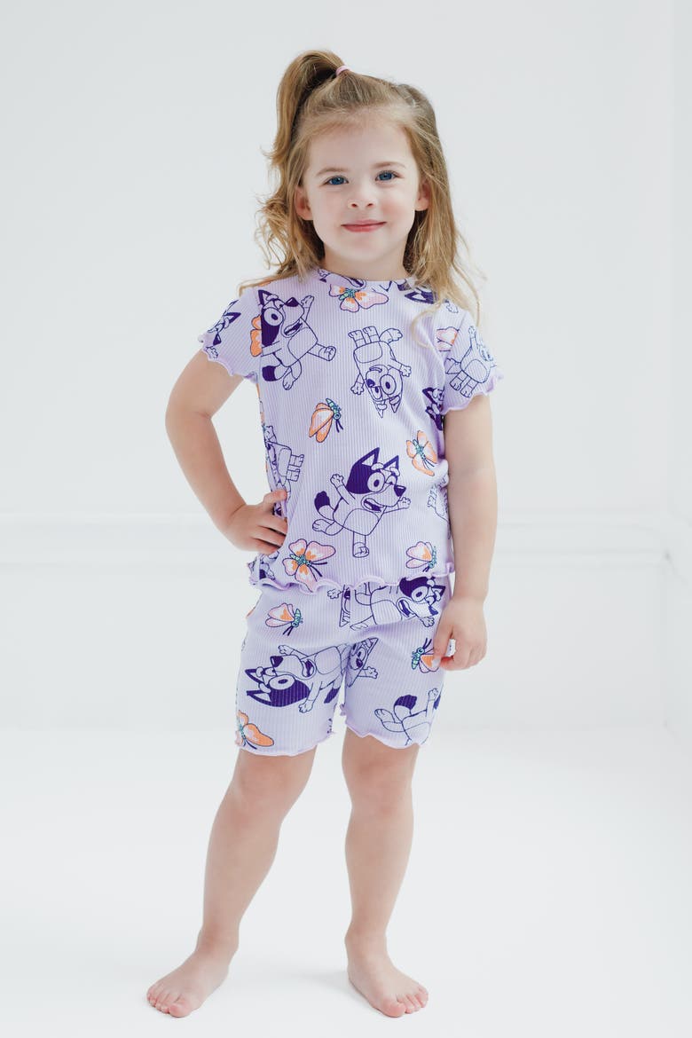 2-Piece T-Shirt and Bike Shorts Set, Alternate, color, Bluey Bingo Purple