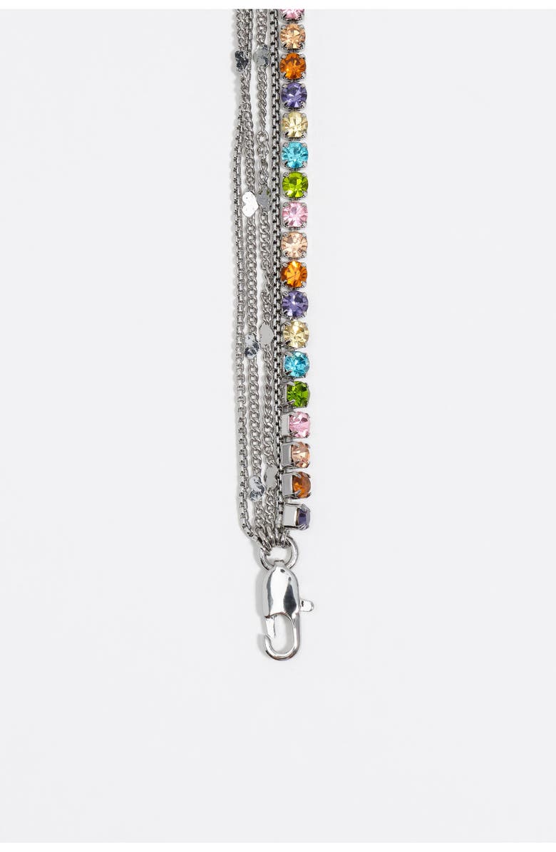 Bimba y Lola Logo Multi-Chain Necklace, Alternate, color, Dark Silver