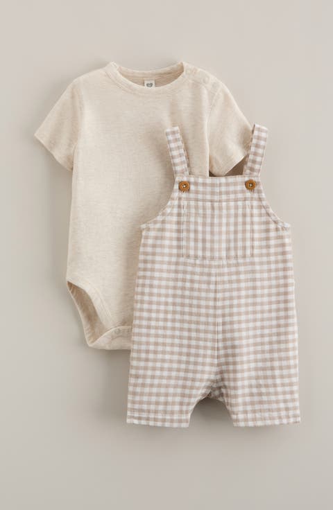 Cotton Bodysuit & Shortalls Set (Baby)