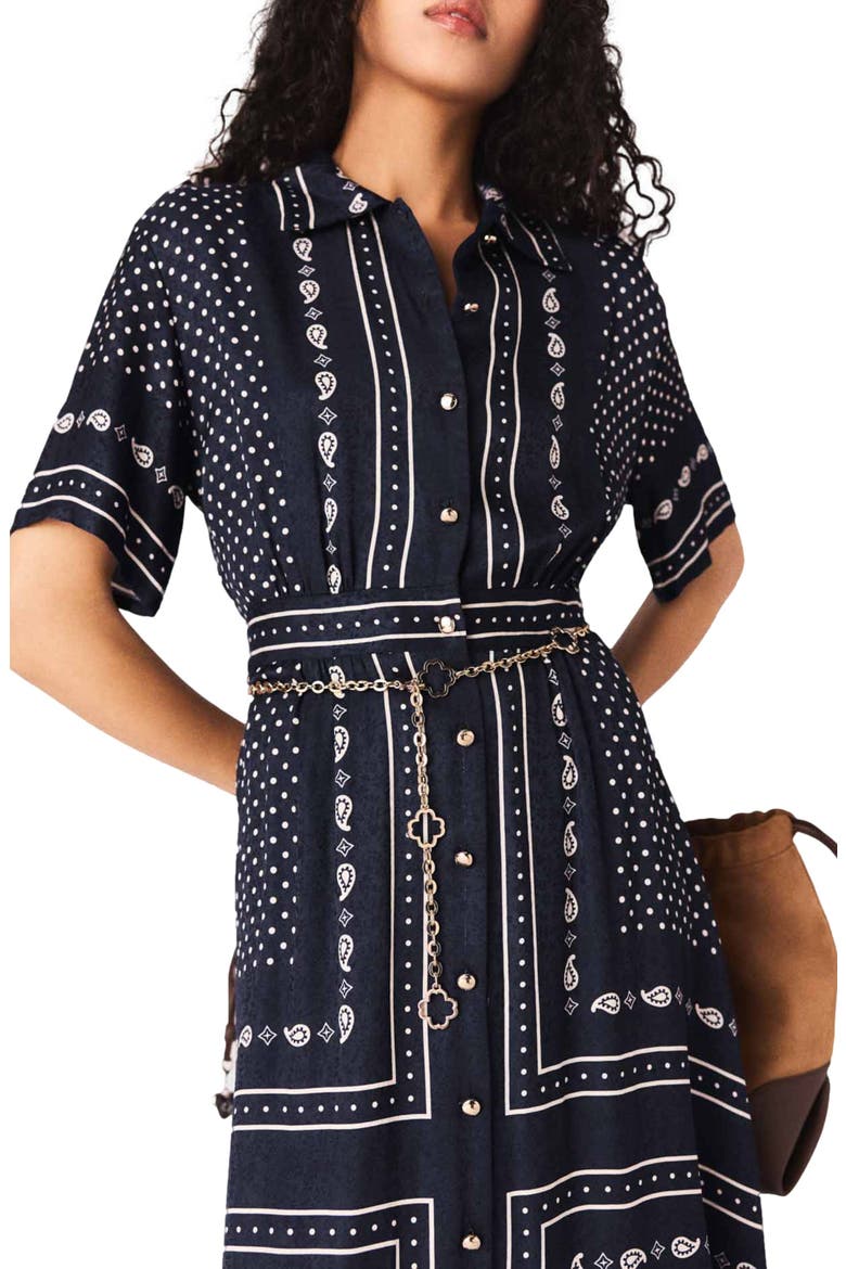 Flowy patterned maxi dress, Alternate, color, Navy dot bandana print