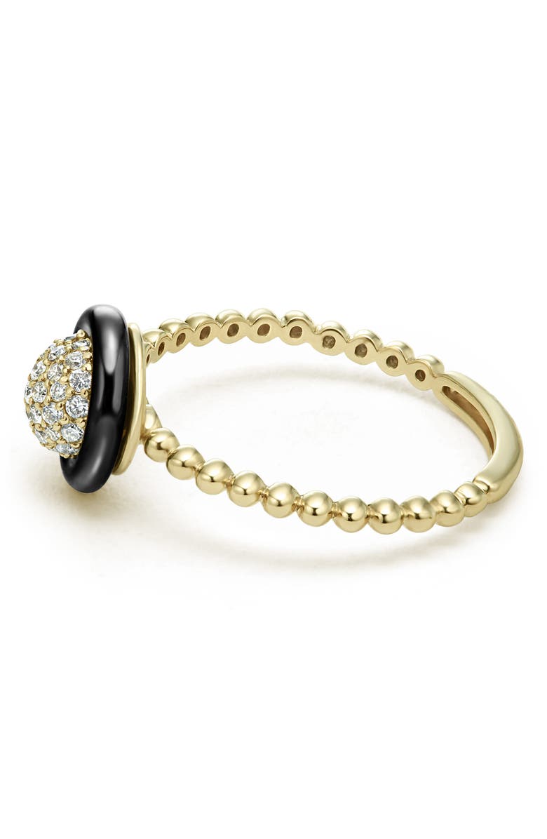 LAGOS Meridian 18K Gold Pavé Diamond & Black Ceramic Ring, Alternate, color, 