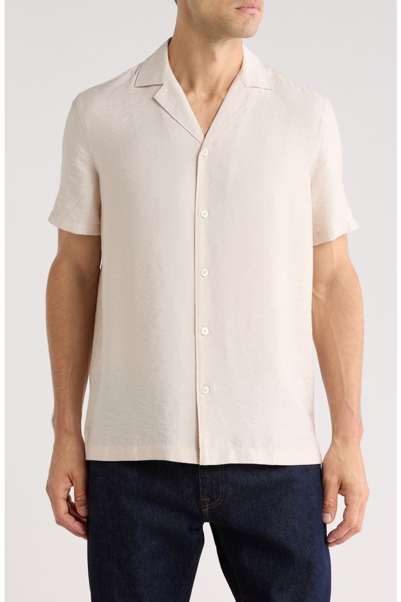Hammered Satin Camp Shirt, Main, color, GREY MOONBEAM
