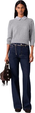 maje Removable poplin collar sweater