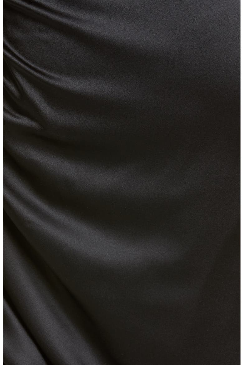 Kendall Ruched Stretch Silk Satin Dress, Alternate, color, BLACK