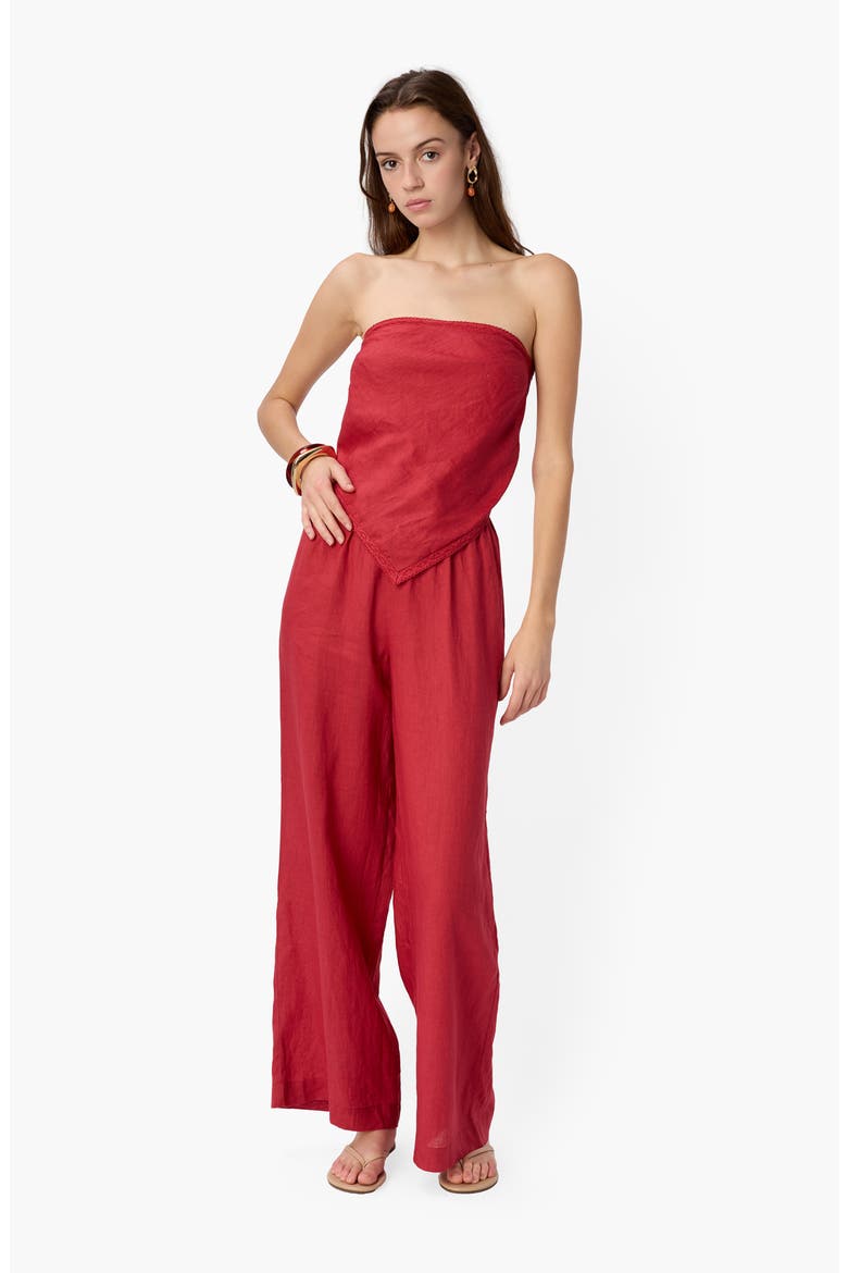 Gael Strapless Handkerchief Hem Linen Blend Camisole, Alternate, color, HUCKLEBERRY