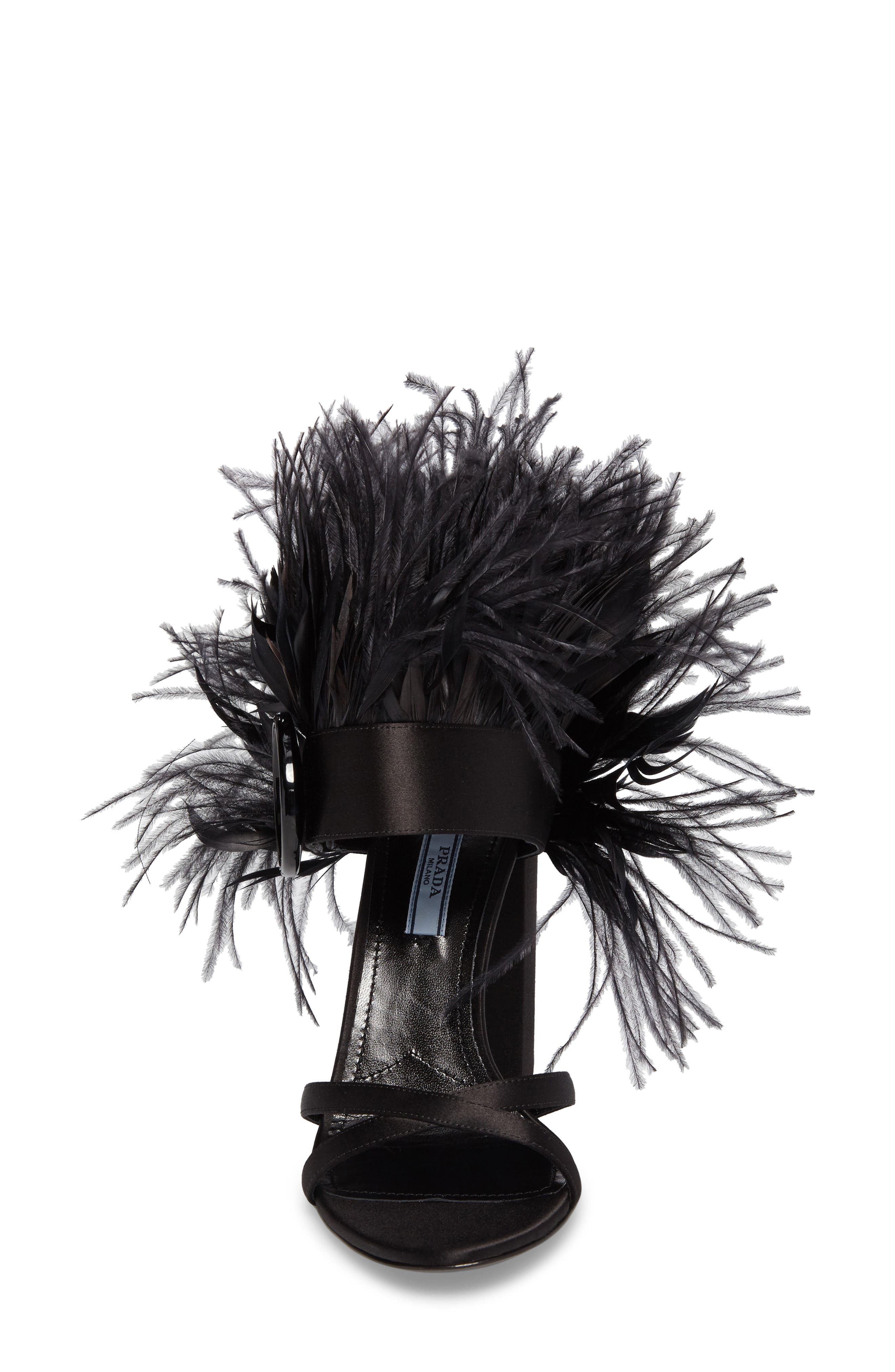 Prada Feather Block Heel Sandal, Alternate, color, 