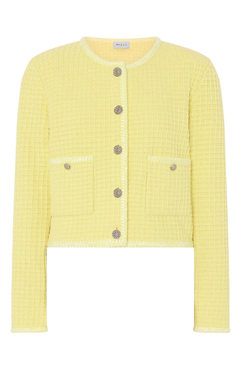 Milly Sade Textured Cardigan, Alternate, color, Lt Yellow