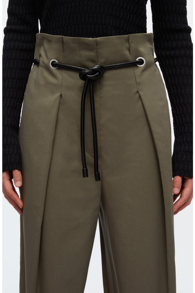 Origami Pleat Wide Leg Cropped Trousers, Alternate, color, ARMY