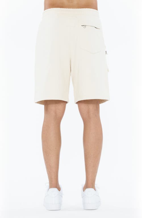 Cult Of Individuality Fleece Cargo Shorts In Winter White