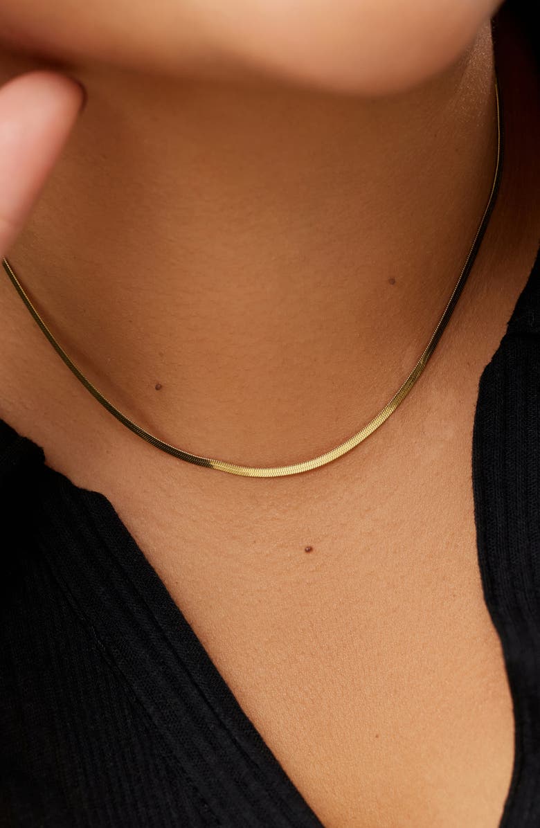 Ana Luisa Herringbone Chain - Ina Mini, Alternate, color, Gold