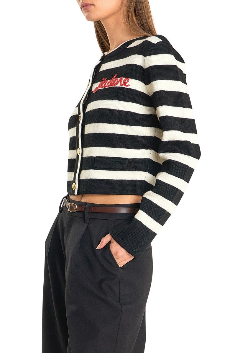 Endless Rose J'Adored Beaded Cardigan, Alternate, color, Black/ White