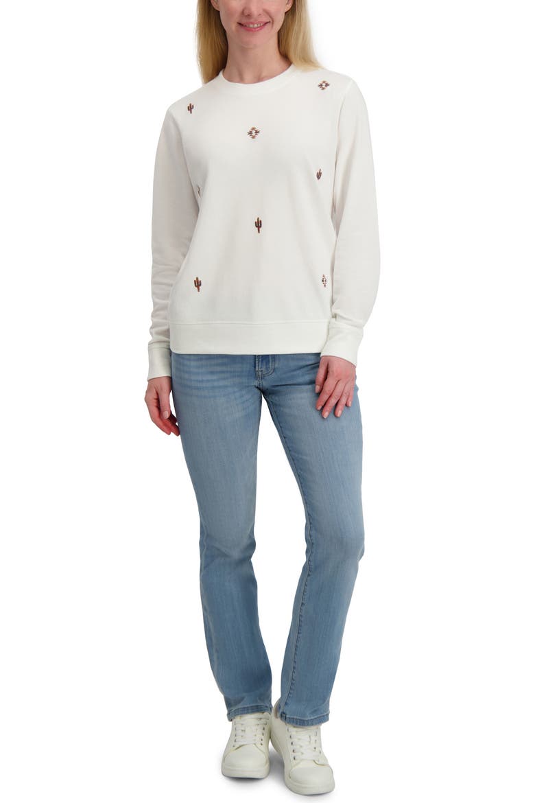 Embroidered Crewneck Sweatshirt, Alternate, color, IVORY/ TAN