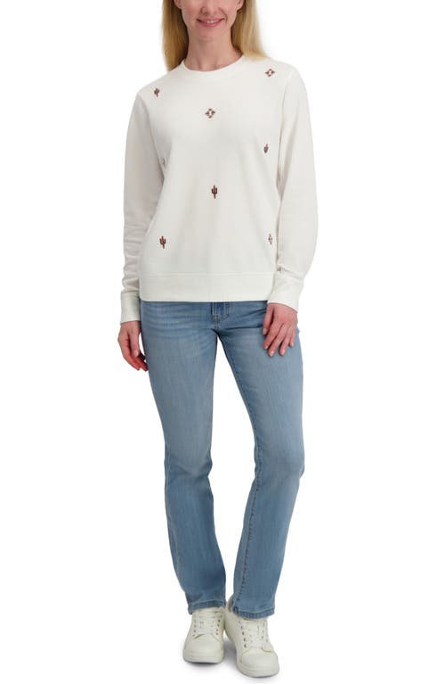 Lucky Brand Embroidered Crewneck Sweatshirt In White