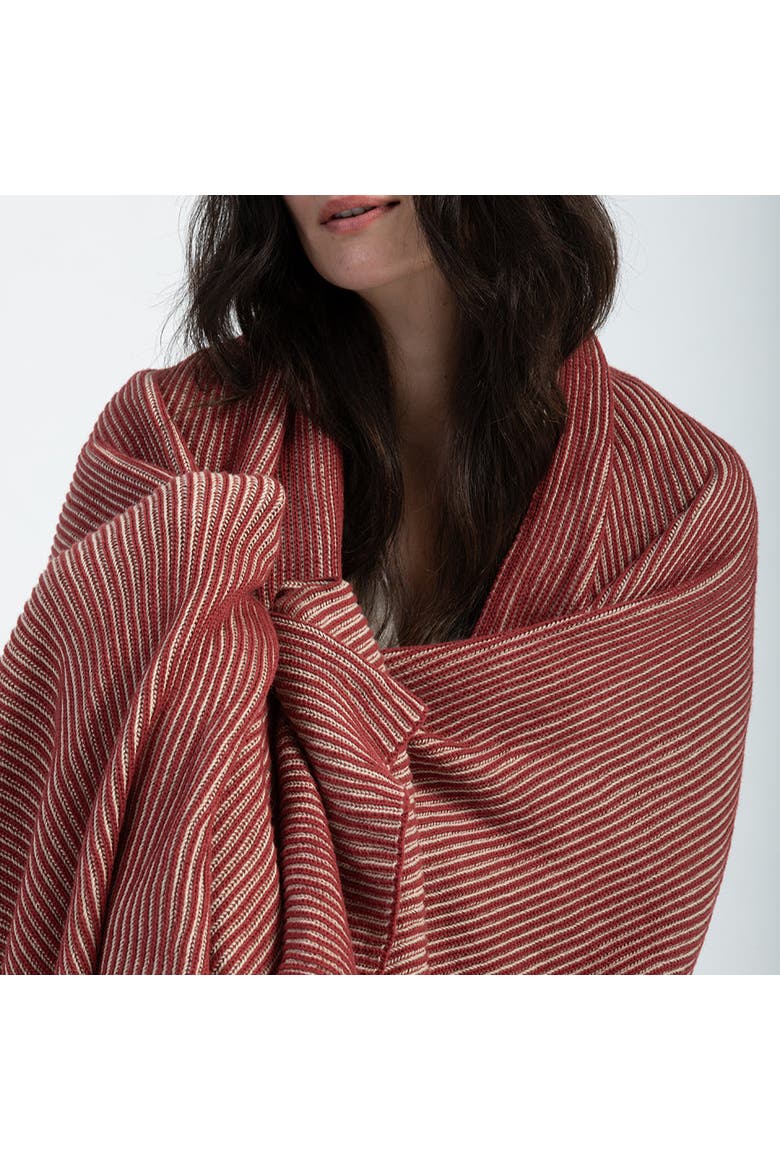 Ribbed Organic Cotton Throw Blanket, Alternate, color, Marsala