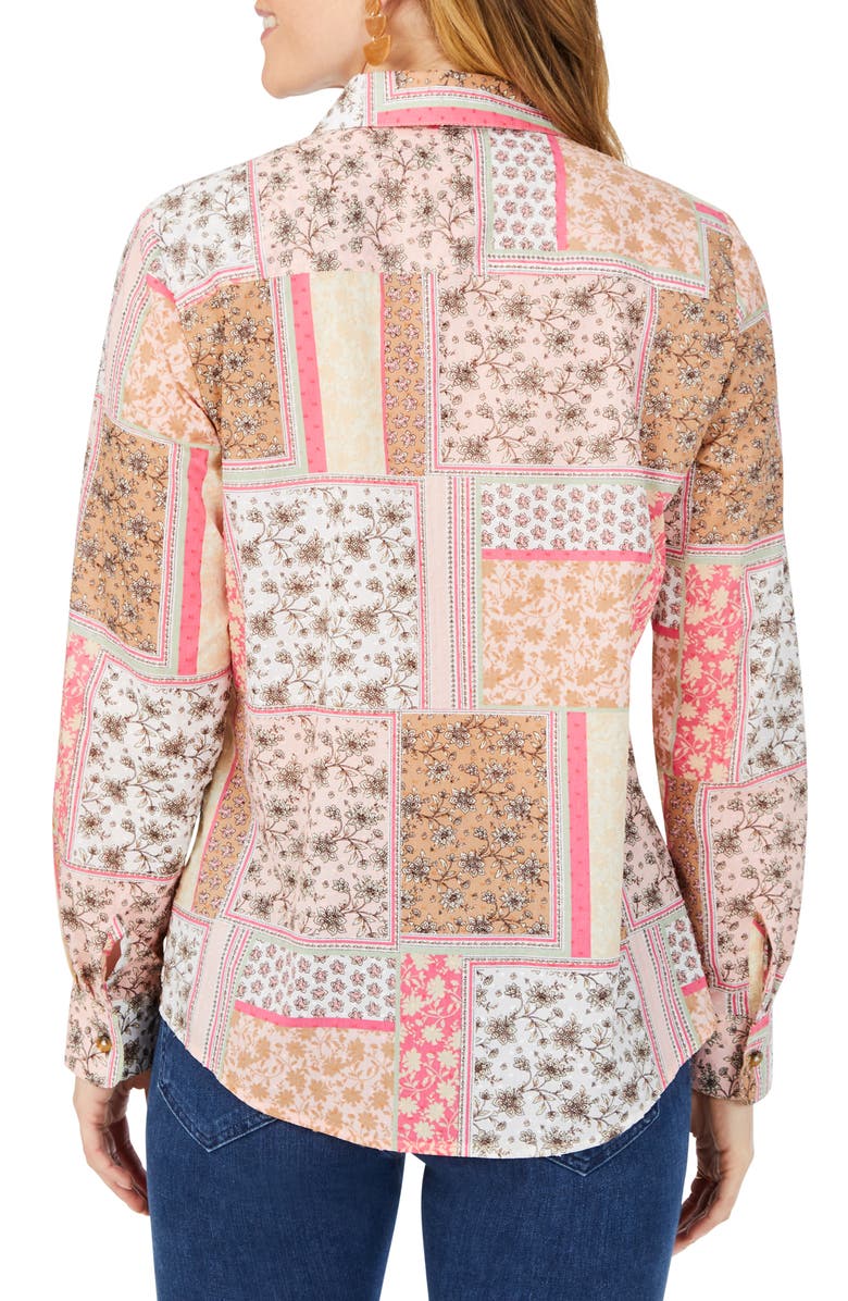 Foxcroft Ava Antique Scarf Cotton Button-Up Shirt, Alternate, color, Pink Rosato