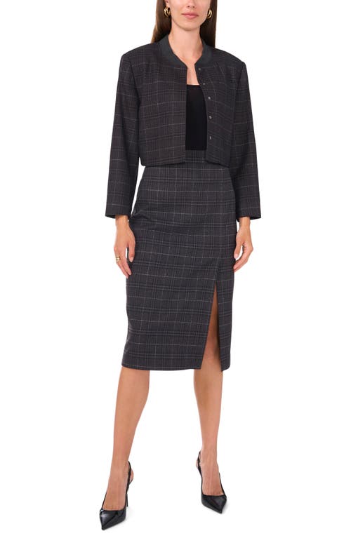 VINCE CAMUTO VINCE CAMUTO WINDOWPANE PLAID CROP BOMBER JACKET 