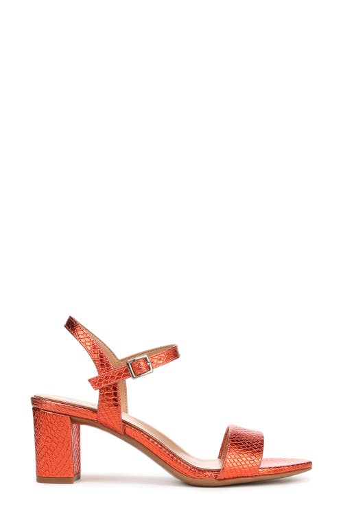 Naturalizer Bristol Block Heel Ankle Strap Sandal In Orange Metallic Snake Print
