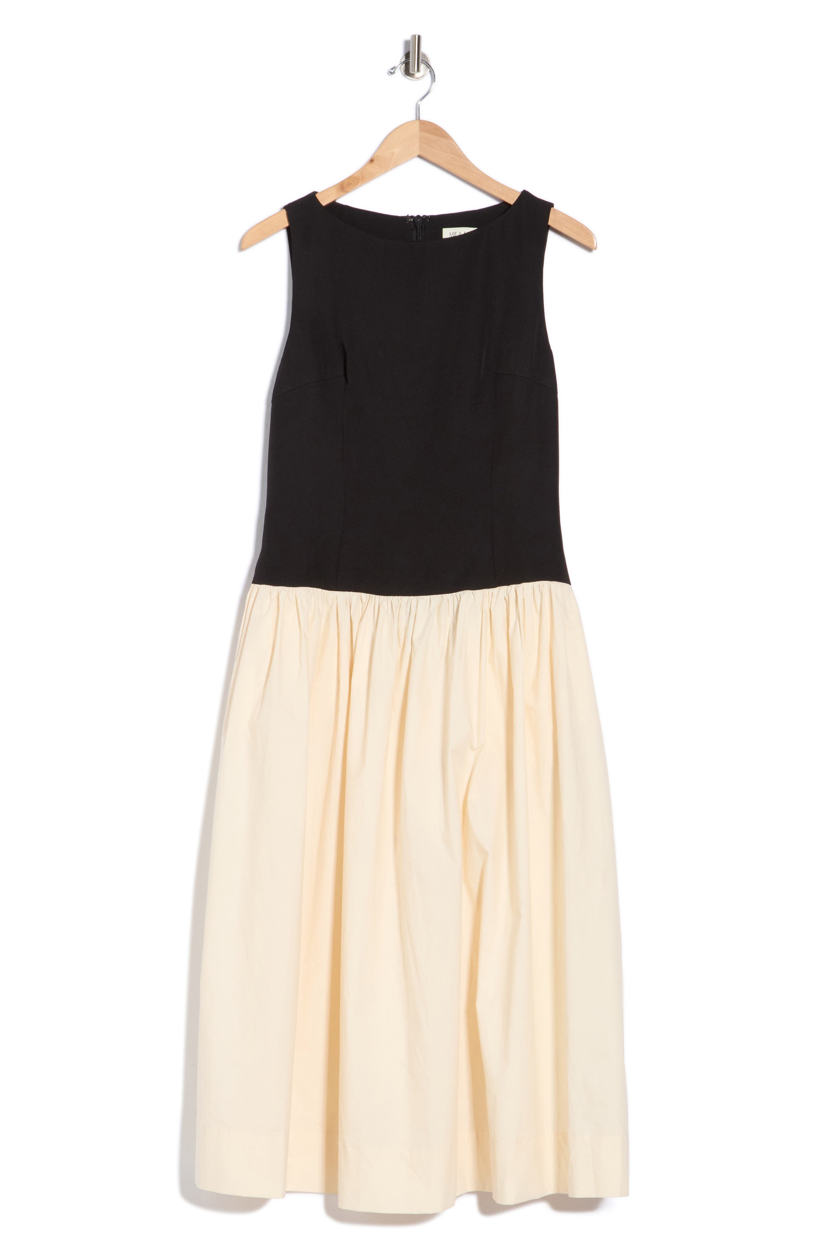 Colorblock Fit & Flare Midi Dress