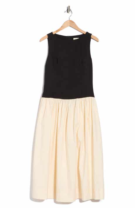 Colorblock Fit & Flare Midi Dress