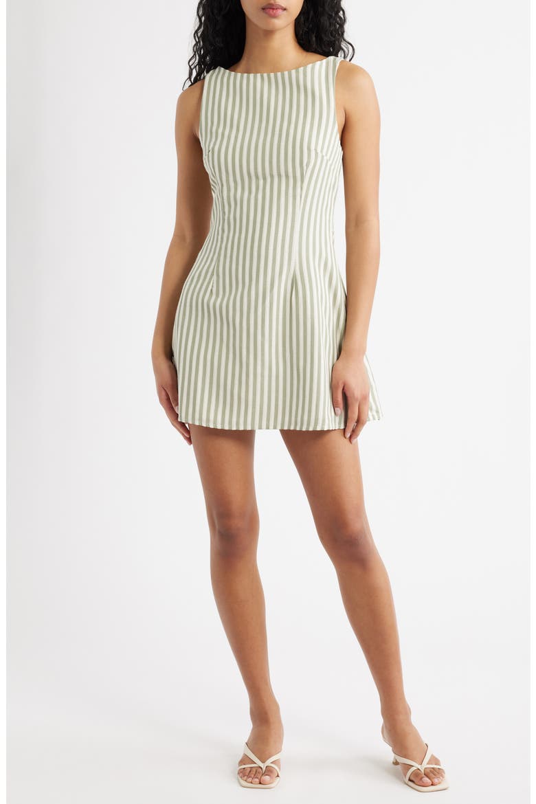 Alfalfa Stripe Recycled Cotton Blend Shift Minidress, Main, color, GREEN STRIPE