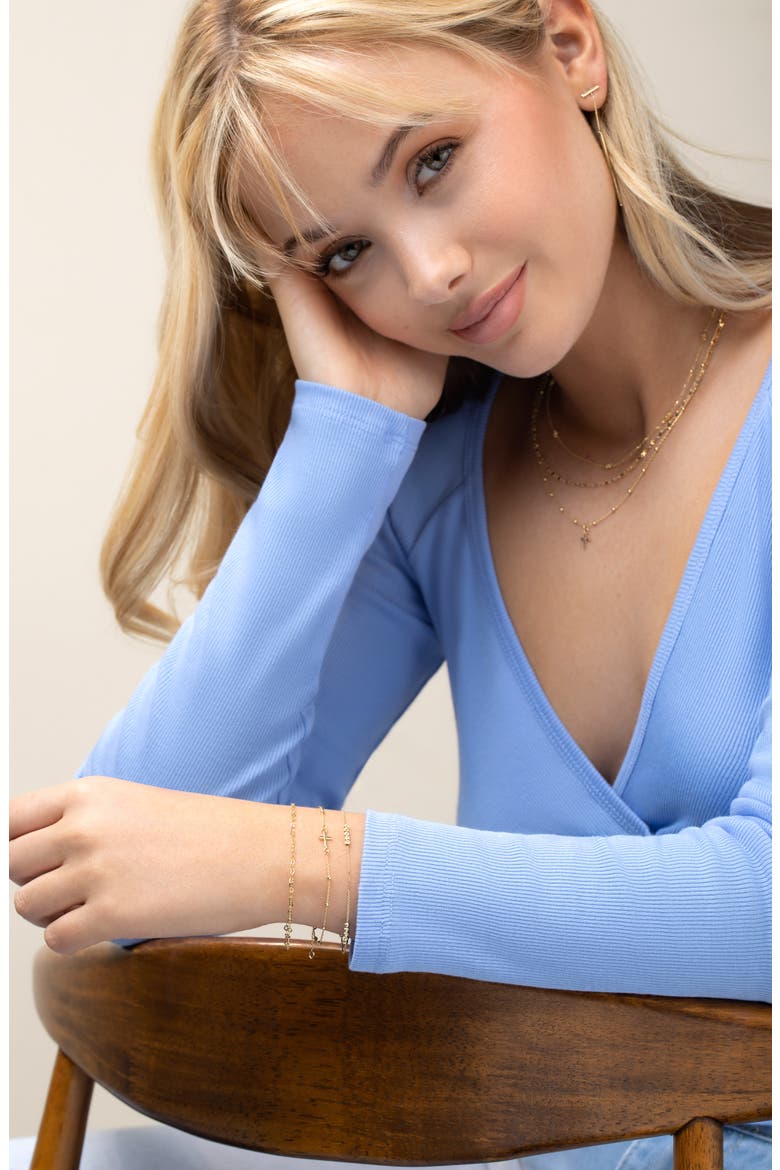 BLG 14K Gold In-Line Cross Chain Bracelet (Nordstrom Exclusive), Alternate, color, 14K YELLOW GOLD