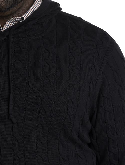 Brooks Brothers Cable Knit Hoodie In Caviar