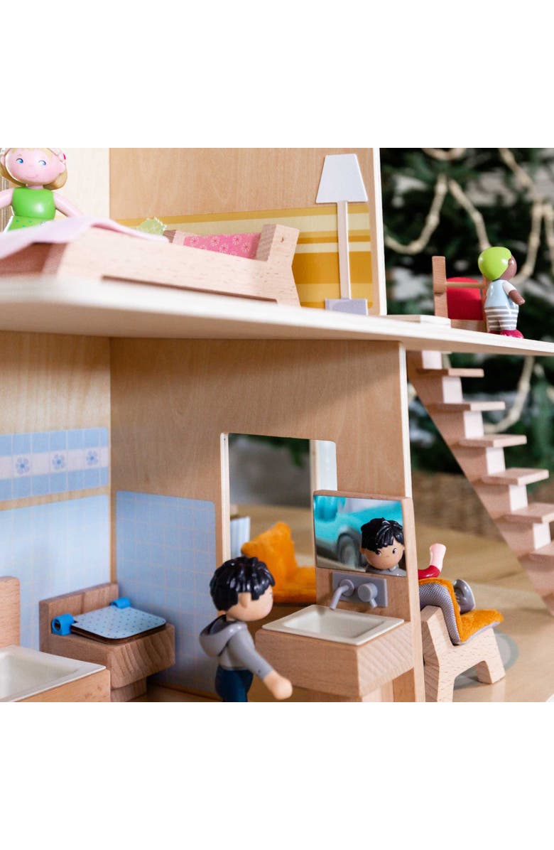 HABA Little Friends Dollhouse Town Villa with 10 Pieces of Furniture, Alternate, color, Multi