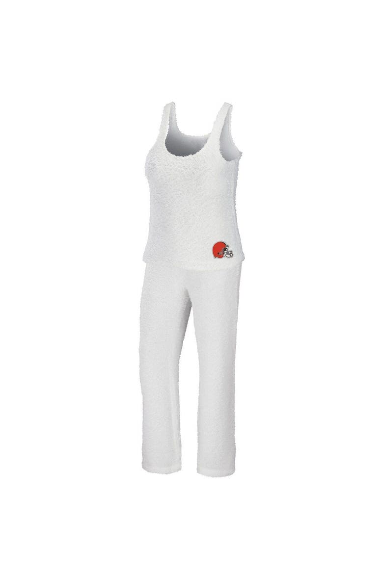 Women's WEAR by Erin Andrews Cream Cleveland Browns Cozy Scoop Neck Tank Top & Pants Sleep Set, Main, color, Cream