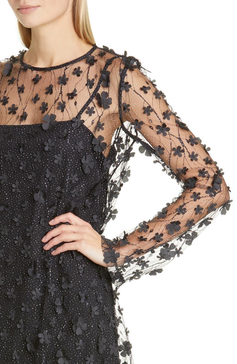 Stine Goya Rocio Metallic Long Sleeve Tulle Dress, Alternate, color, 