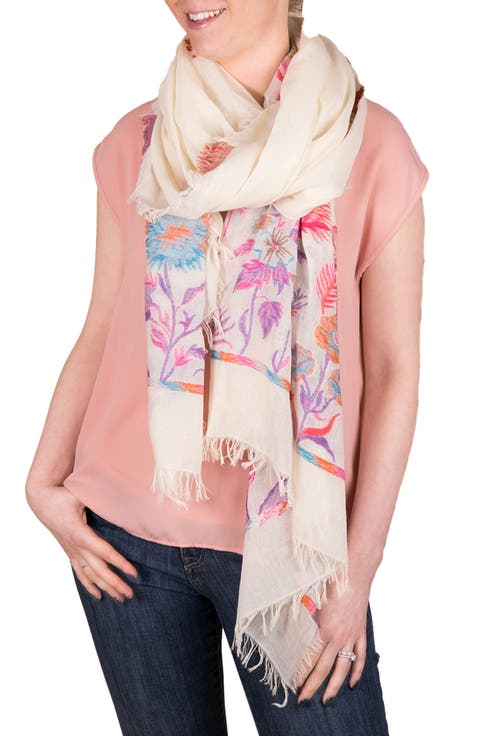 Happy Fun Times Floral Print Cotton Scarf