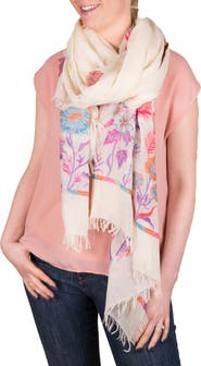 SAACHI Happy Fun Times Floral Print Cotton Scarf
