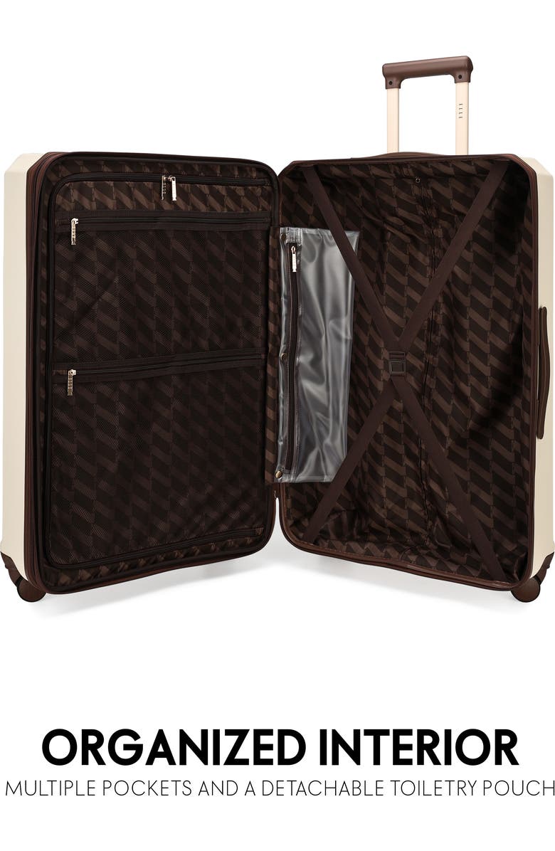 ELLE Luxe Journey 3 Piece Expandable Retro Spinner Luggage Set, Alternate, color, Champagne