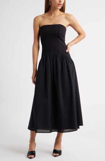 Open Edit Curved Waist Strapless Maxi Dress