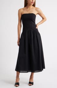 Open Edit Curved Waist Strapless Maxi Dress