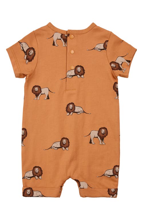 Shop Miles The Label Lion Print Organic Cotton Romper In Orange