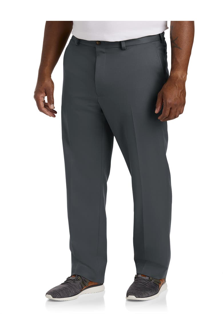 Big & Tall Microfiber Dress Pants, Main, color, DARK GREY