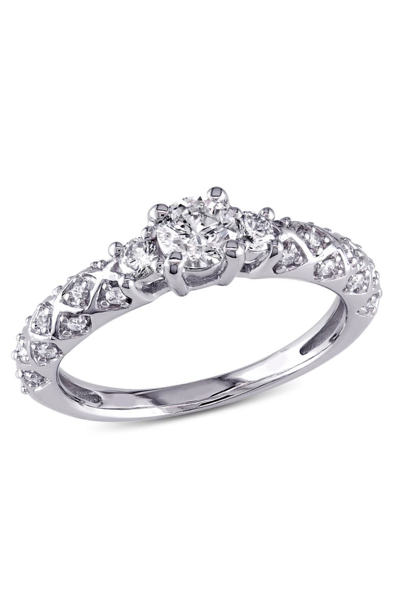 Julianna B. Diamond 3-Stone Filigree Engagement Ring 14k, Main, color, 14K White Gold