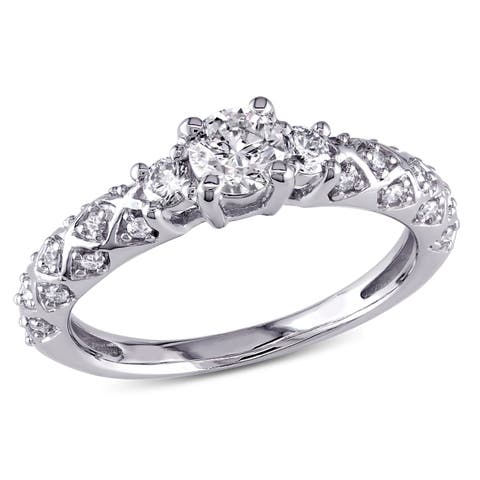 Diamond 3-Stone Filigree Engagement Ring 14k
