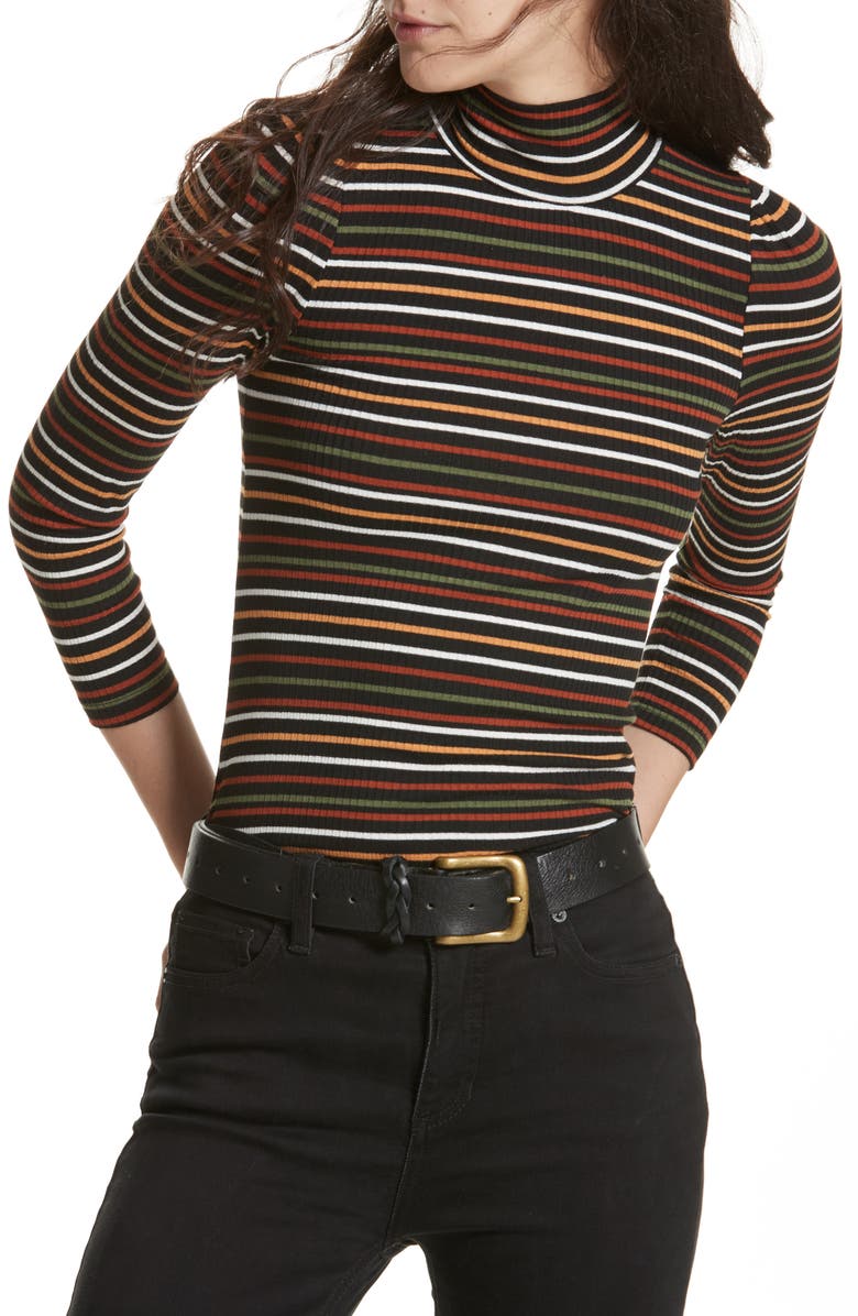 Free People I'm Cute Stripe Turtleneck Sweater, Main, color,