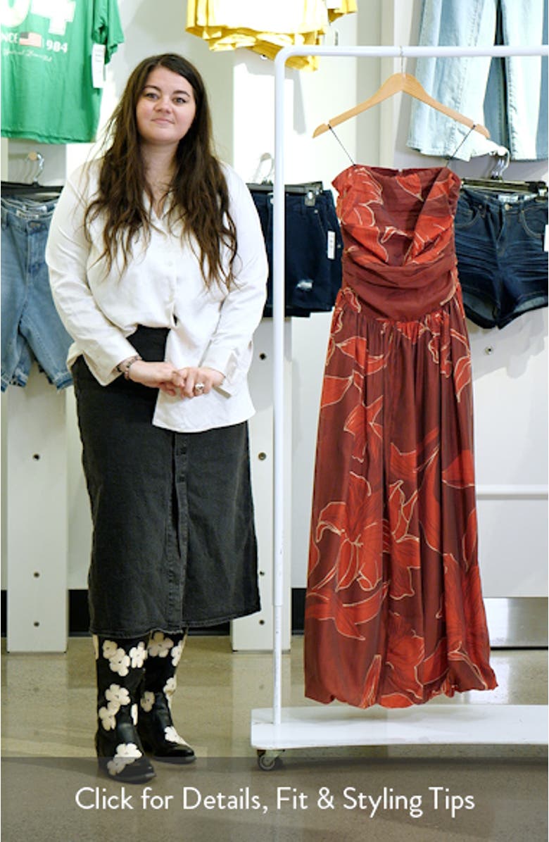 Reema Floral Strapless Bubble Hem Gown, sales video thumbnail