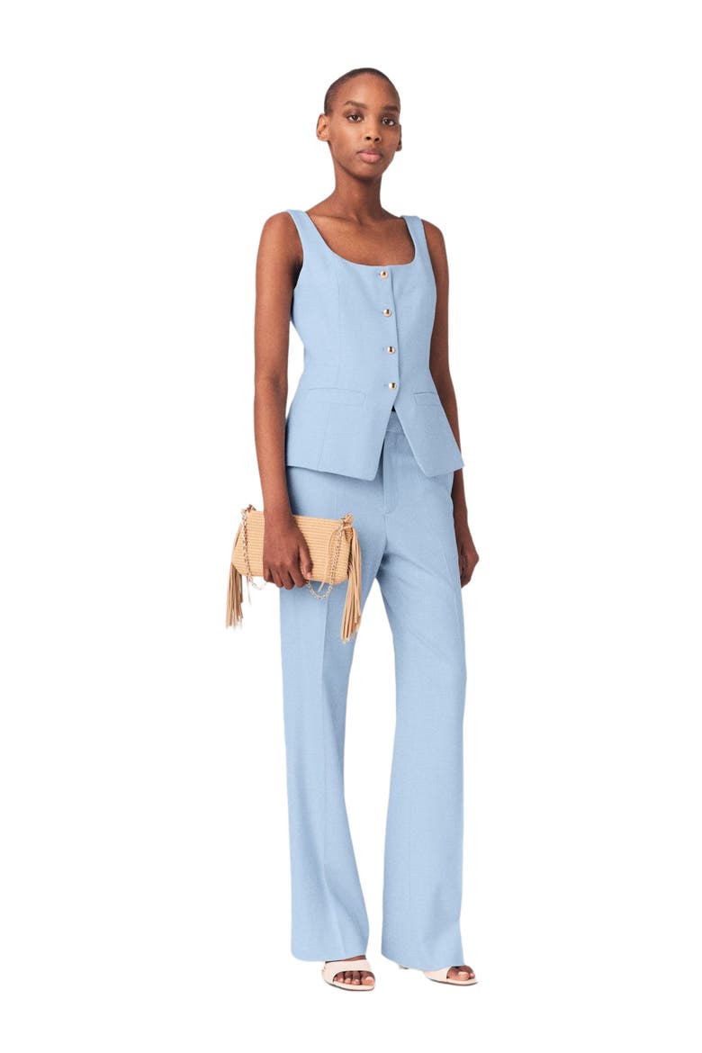 Suit trousers with pleats, Alternate, color, Blue sky