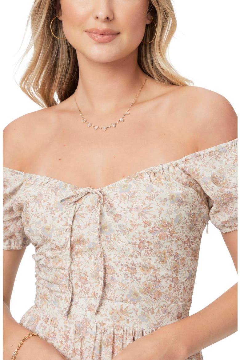 Otienne Floral Print Midi Dress, Alternate, color, CREAM MULTI
