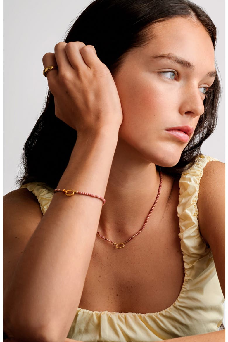 Rhodochrosite Necklace, Alternate, color, Gold