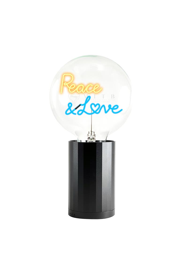 Peace And Love Portable Table Lamp, Main, color, Black