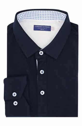 Lorenzo Uomo Men's Trim Fit Long Sleeve Polo Shirt