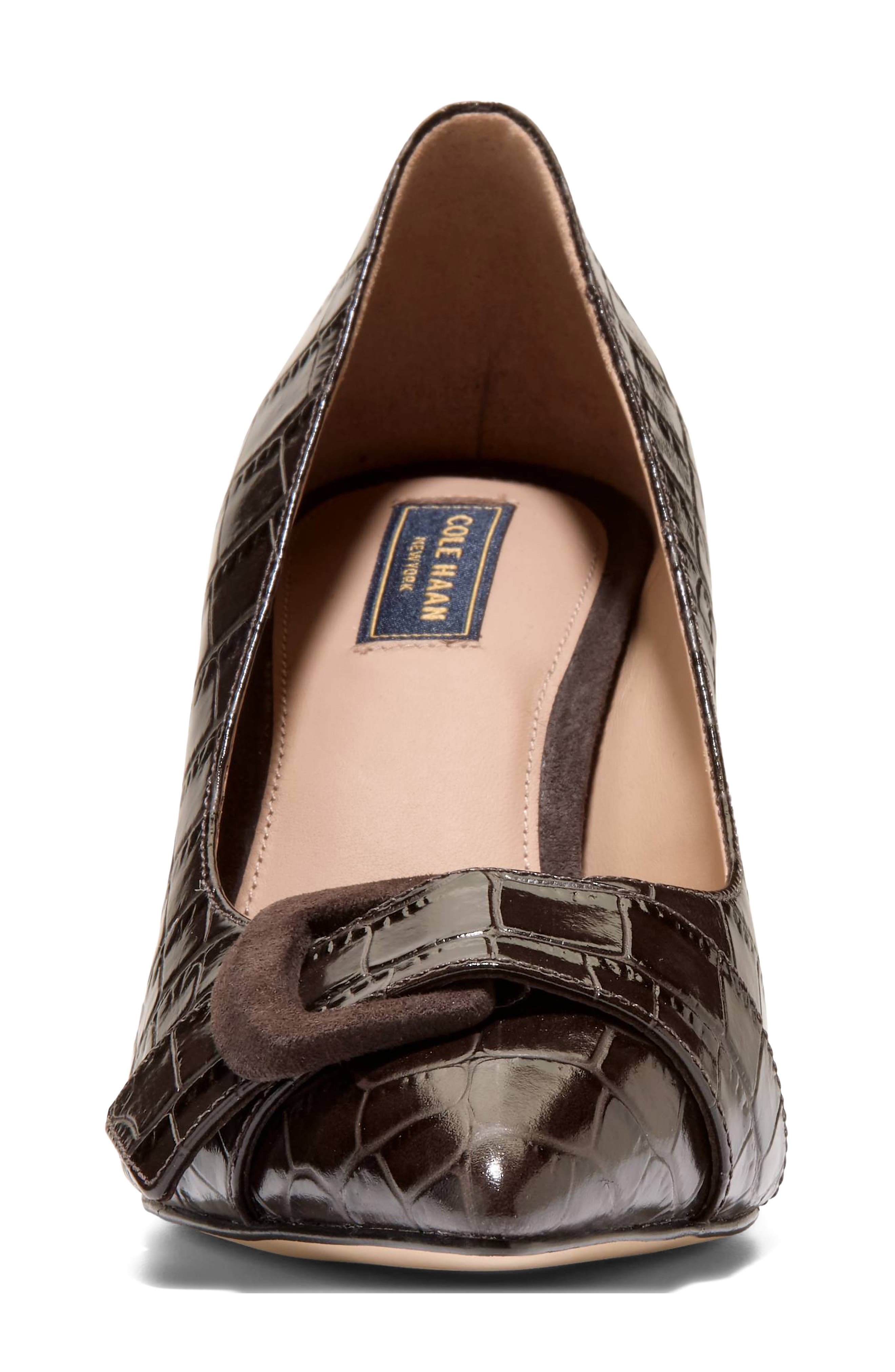 Fidela Pointed Toe Pump, Alternate, color, DARK CHOCOLATE CROC PRINT