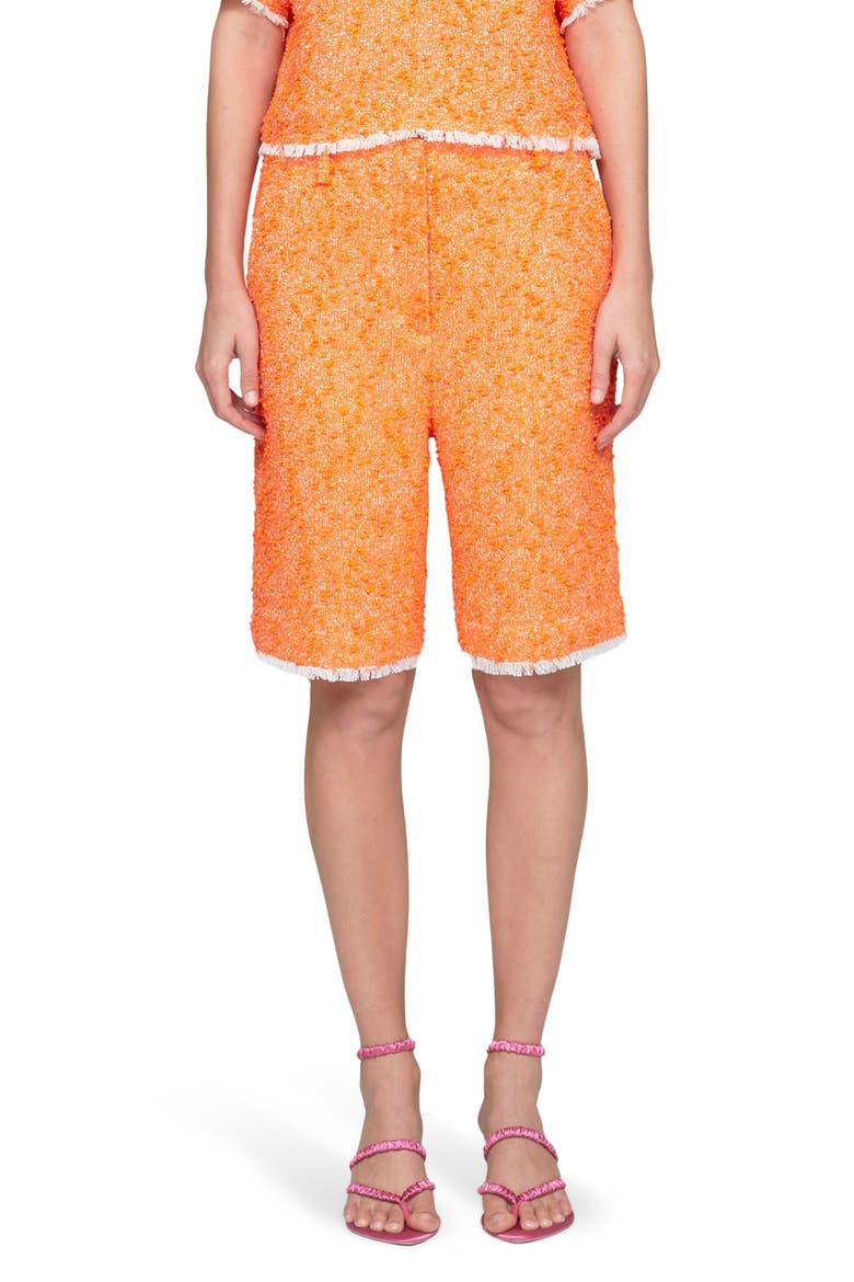 Spring Tweed Walking Shorts, Main, color, NEON ORANGE MULTI
